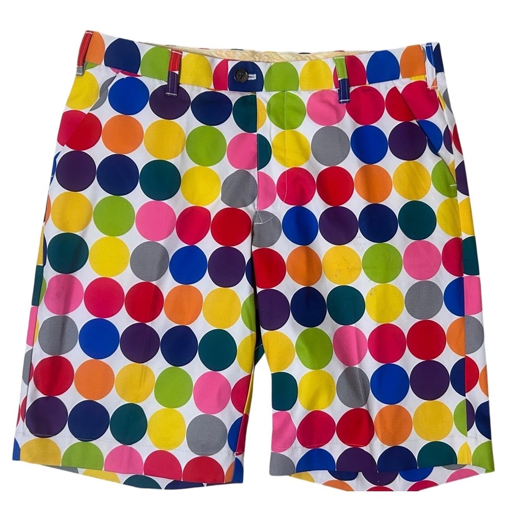 Loudmouth Golf Shorts Mens Multicolor Excellent Polka Dot Pattern 9"‎ Inseam